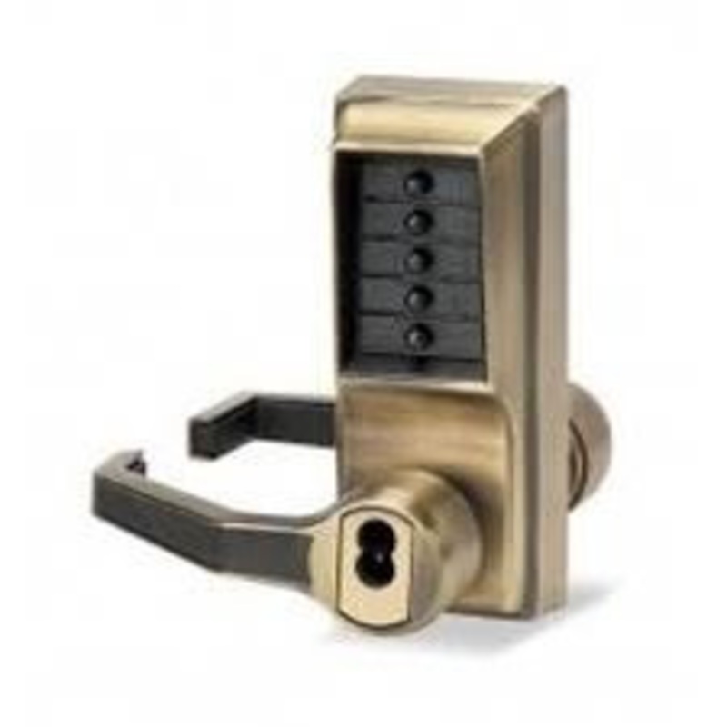 Dormakaba LR1021S-05-41 Pushbutton Lever Lock Prepped For Schlage Core Override in Antique Brass