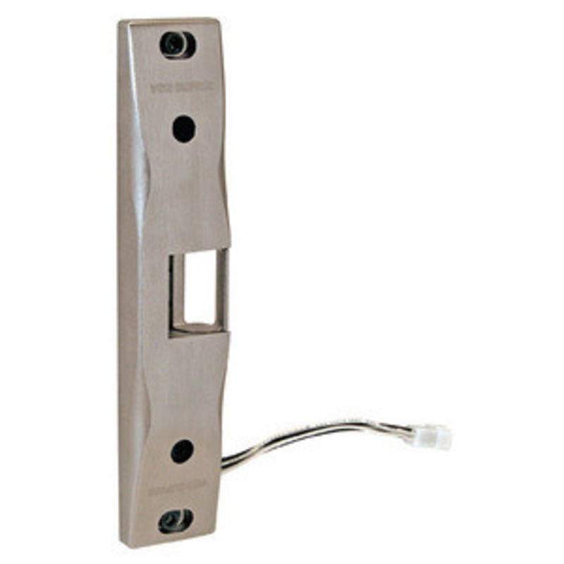 Von Duprin 6300 US32D Electric Strike, for Rim Exit Devices, No Cut Surface Mount, 12/24VDC, US32D/630 Satin Stainless Steel Finish