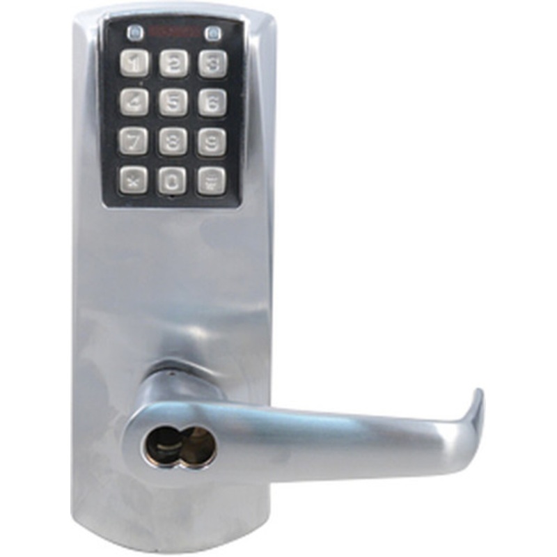DormaKaba E2031BLL-626-41 E-Plex 2000 Cylindrical Lock, 100 Access Codes, 1,000 Audit Events, 2-3/4 Backset, 1/2 Throw, 6/7-Pin SFIC Prep, Less Core, Satin Chrome