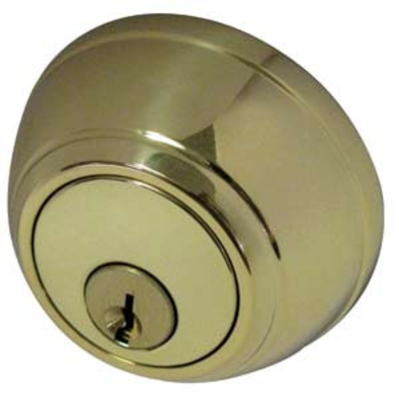 General Lock Double Cylinder Deadlock, US3 Polished Brass Finish, 2-3/4 Backset, Schlage C Keyway, Grade 1