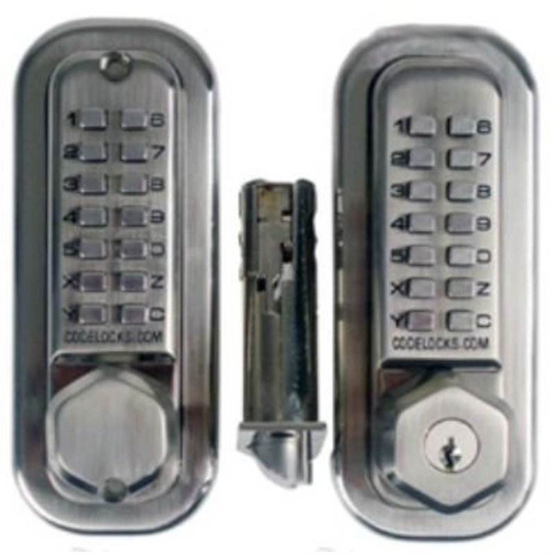 Codelock CL290KBB Double Sided Combination Tubular Deadlatch WITH KEY BYPASS.
