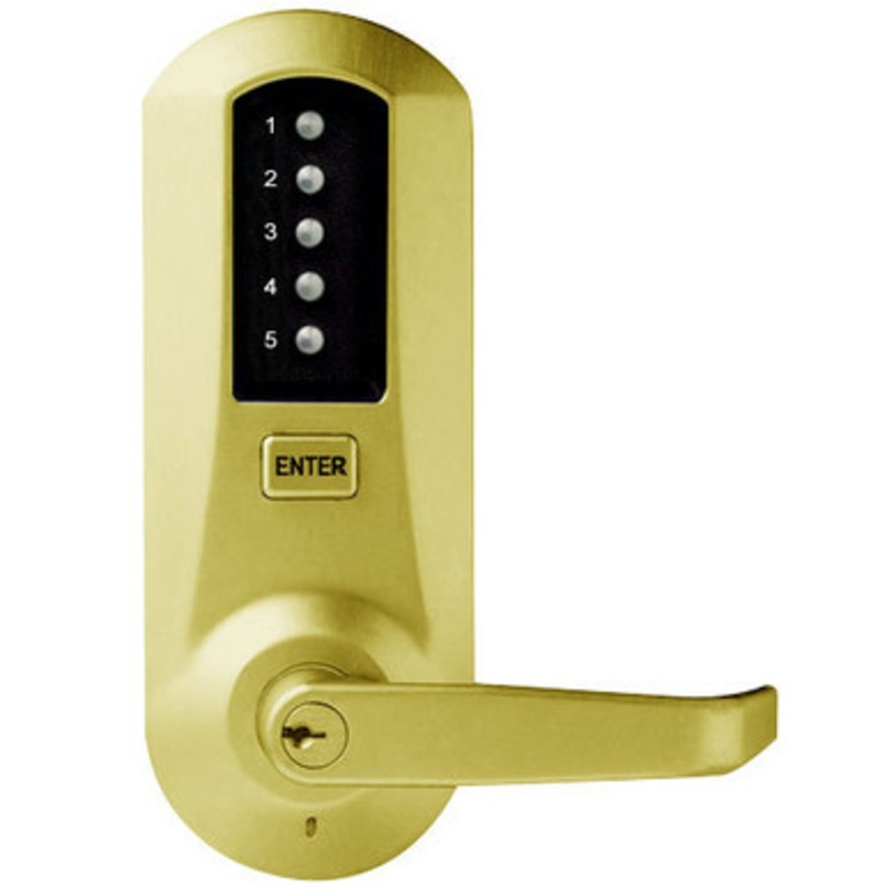 Dormakaba Simplex 5021XKWL-03-41 Pushbutton Lever Lock with Kaba Key override in Bright Brass