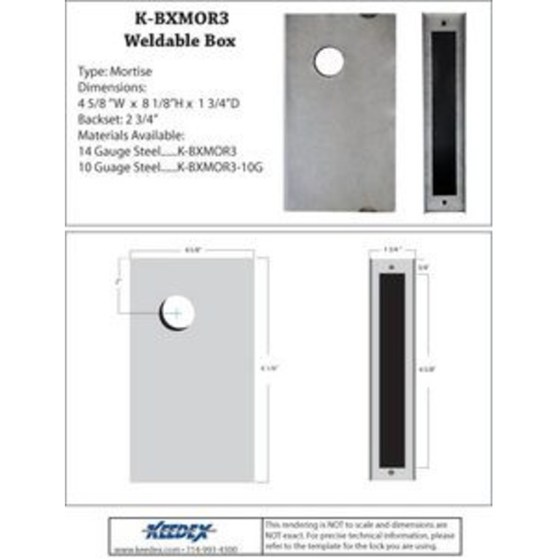 Keedex Weldable Gate box K-BXMOR3 Mortise