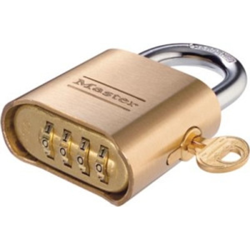 Master Lock 176LH Set-Your-Own 4-Digit Combination, 2 In. Wide Solid Brass Case, 2-1/4 In. tall 5/16 In. Diameter Hardened Steel Shackle
