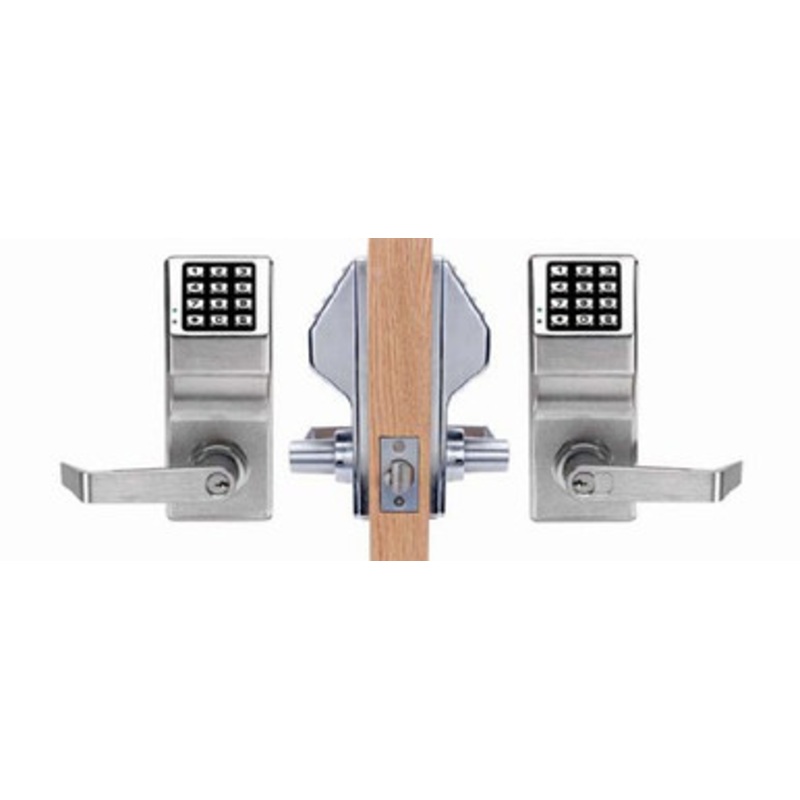 Alarm Lock DL5300 US26D Pin Code Access Cylindrical Door Lock, Double Sided, 2000 Users, 40,000 Event Audit Trail, Weatherproof, Straight Lever