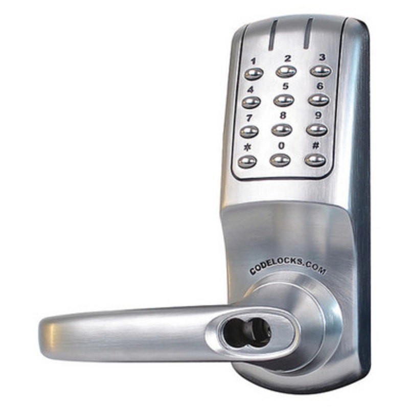 Codelock CL5000 Series CL5210IC Heavy Duty electronic keyless lock Tubular Latchbolt Small Format Interchangeable core Prepped (less core)