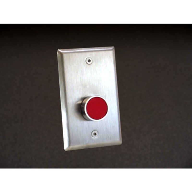 Dortronics 5276-GP23DA/RxE1 5276 Series 1 Diameter Push Button, Pneumatic 2-60 Second Delay, Form Z, Guarded Switch on Single Gang Plate, Red Button Cap, Engraved PUSH TO EXIT