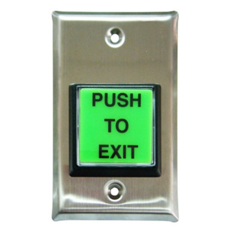 Dortronics 5215-SPBxLxE3 Illuminated Square Green Push Button w/ Bicolor LED (Exit)