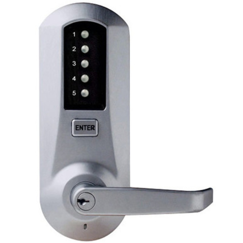 Dormakaba Simplex 5010XSWL-26D-41 Pushbutton Lever Lock with Schlage Core override in Satin Chrome