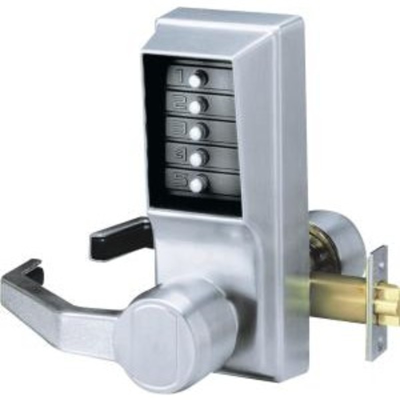 Dormakaba Simplex LL1011-026-41 Pushbutton Lever Lock with no Key Override in Bright Chrome
