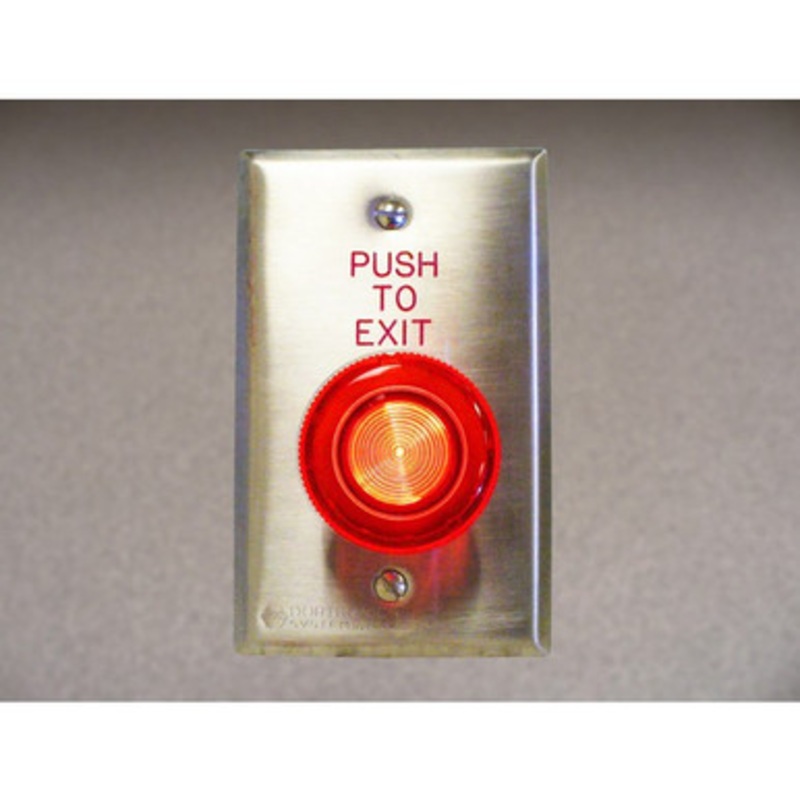 Dortronics WR5211-LMP23/RxE1 Illuminated Momentary Action 1-9/16 Red Button Weather Resistant Single Gang Plate (Push To Exit)