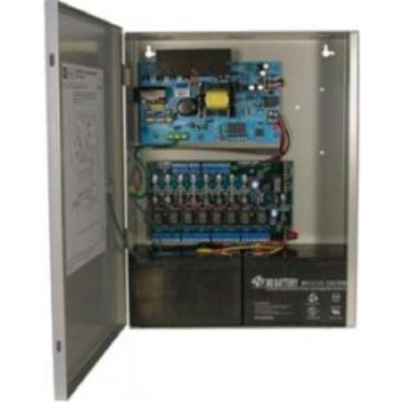 Altronix AL600ULACMCB Power Supply/Access Power Controller, Input 115VAC 60Hz at 3.5A, 8 PTC Outputs, 12/24VDC at 6A, Grey Enclosure