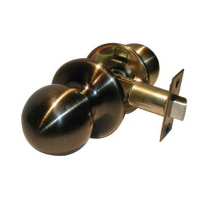 General Lock Passage Set, P Knob Design, US5 Antique Brass Finish, 6-Way Latch, Grade 3
