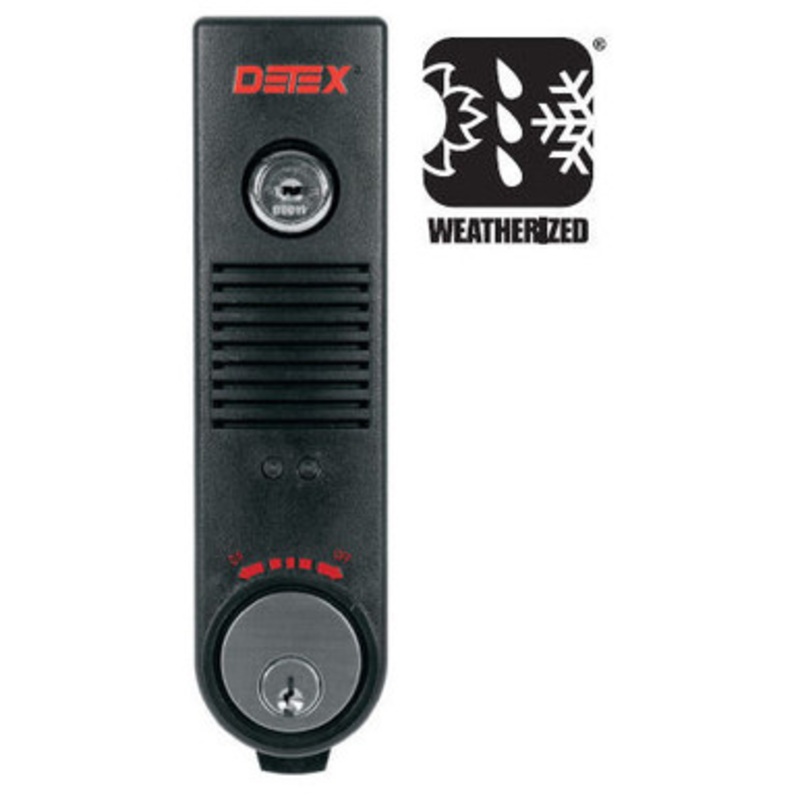 Detex EAX-500W BLACK Exit Alarm, Surface Mount, Battery Powered, Weatherized, Black Finish