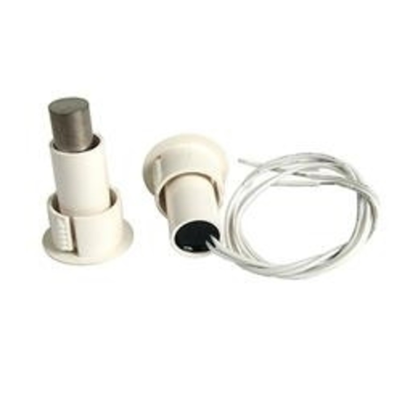 GE Edwards 1076CH-N Recessed Steel Door Contact with Wire Leads, 3/4 Diameter, Higher Security, Biased for Higher Security Applications, Single Pole-Double Throw, White