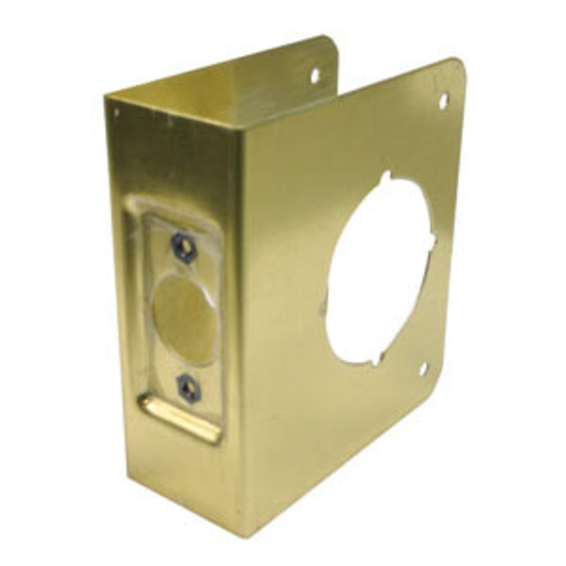 General Lock Remodeling Wrap-Around Plate – Short for Deadbolt, Cylindrical Locks, or Tubular Locks, 2-3/8 Backset, 1-3/4 Door, 2-1/8 Crossbore Hole, 4 Wide X 4-1/2, US3 Polished Brass Finish