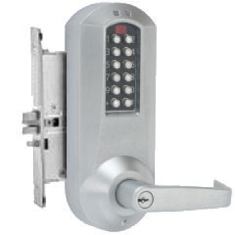 Kaba E-Plex E5066XSWL Lever Electronic Push Button Lock Key Bypass Mortise with SCHLAGE KEY-IN-LEVER